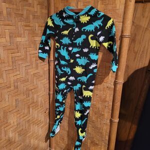 COZY CUTE Dinosaur Trex Dino Pajamas pjs Fleece Sleeper Footed Footie Toddler 3T